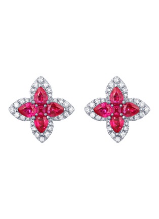 Main View - Click To Enlarge - LC COLLECTION JEWELLERY - Diamond Ruby 18K White Gold Stud Earrings