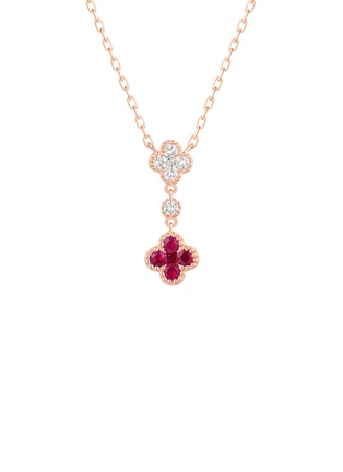 Main View - Click To Enlarge - LC COLLECTION JEWELLERY - Diamond Ruby 18K Rose Gold Pendant Necklace