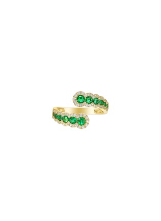 Main View - Click To Enlarge - LC COLLECTION JEWELLERY - Diamond Emerald 14K Gold Ring — Size US 7