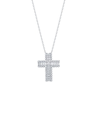 Main View - Click To Enlarge - LC COLLECTION JEWELLERY - Diamond 18K White Gold Cross Pendant Necklace