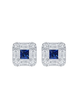 Main View - Click To Enlarge - LC COLLECTION JEWELLERY - Diamond Sapphire 18K White Gold Stud Earrings