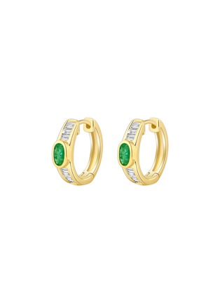 Main View - Click To Enlarge - LC COLLECTION JEWELLERY - Diamond Emerald 18K Gold Hoop Earrings