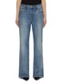 Main View - Click To Enlarge - MO&CO. - Medium Wash Chain Embellished Pocket Wide Leg Jeans