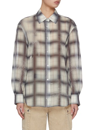 Main View - Click To Enlarge - MO&CO. - Paint Motif Plaid Cotton Shirt