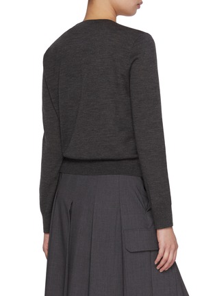 Back View - Click To Enlarge - MO&CO. - V-Neck Cropped Wool Cardigan