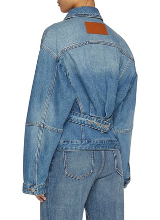 Back View - Click To Enlarge - MO&CO. - Belted Cropped Denim Jacket