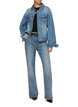 Figure View - Click To Enlarge - MO&CO. - Belted Cropped Denim Jacket