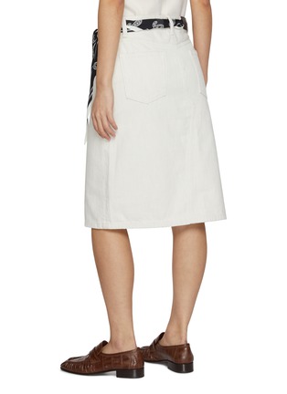 Back View - Click To Enlarge - MO&CO. - Washed Front Slit Denim Midi Skirt