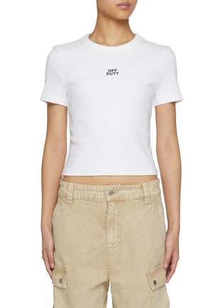 Main View - Click To Enlarge - MO&CO. - Off Duty' Cropped Cotton Blend T-Shirt