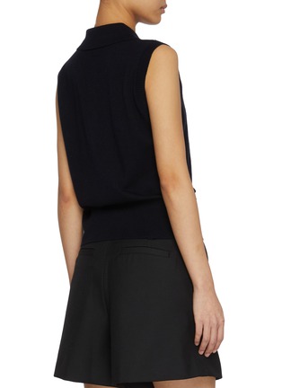 Back View - Click To Enlarge - MO&CO. - Sleeveless Wool Polo Top