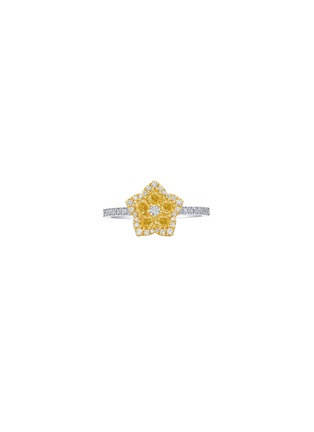 Main View - Click To Enlarge - LC COLLECTION JEWELLERY - Diamond Natural Yellow Diamond 18K Gold Floral Motif Ring  — Size US 7