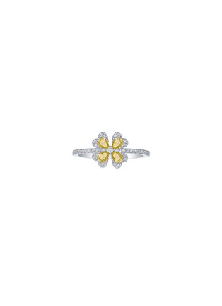 Main View - Click To Enlarge - LC COLLECTION JEWELLERY - Diamond Natural Yellow Diamond 18K Gold Clover Motif Ring  — Size US 7