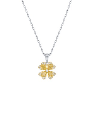 Main View - Click To Enlarge - LC COLLECTION JEWELLERY - Diamond Natural Yellow Diamond 18K Gold Clover Pendant Necklace