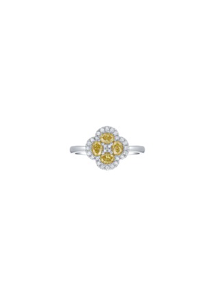 Main View - Click To Enlarge - LC COLLECTION JEWELLERY - Diamond Natural Yellow Diamond 18K Gold Clover Motif Ring  — Size US 7