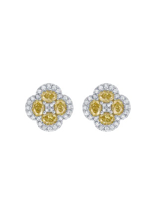 Main View - Click To Enlarge - LC COLLECTION JEWELLERY - Diamond Natural Yellow Diamond 18K Gold Clover Stud Earrings