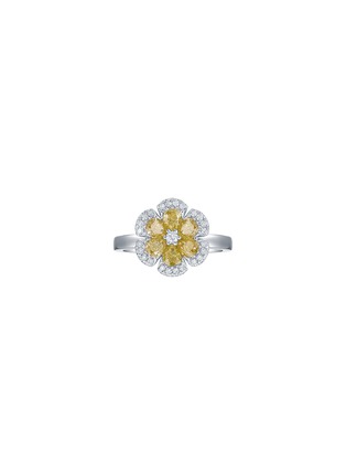 Main View - Click To Enlarge - LC COLLECTION JEWELLERY - Diamond Natural Yellow Diamond 18K Gold Floral Motif Ring  — Size US 7