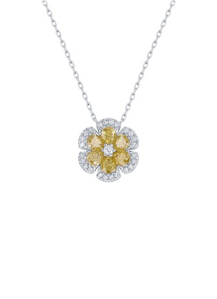 Main View - Click To Enlarge - LC COLLECTION JEWELLERY - Diamond Natural Yellow Diamond 18K Gold Floral Pendant Necklace