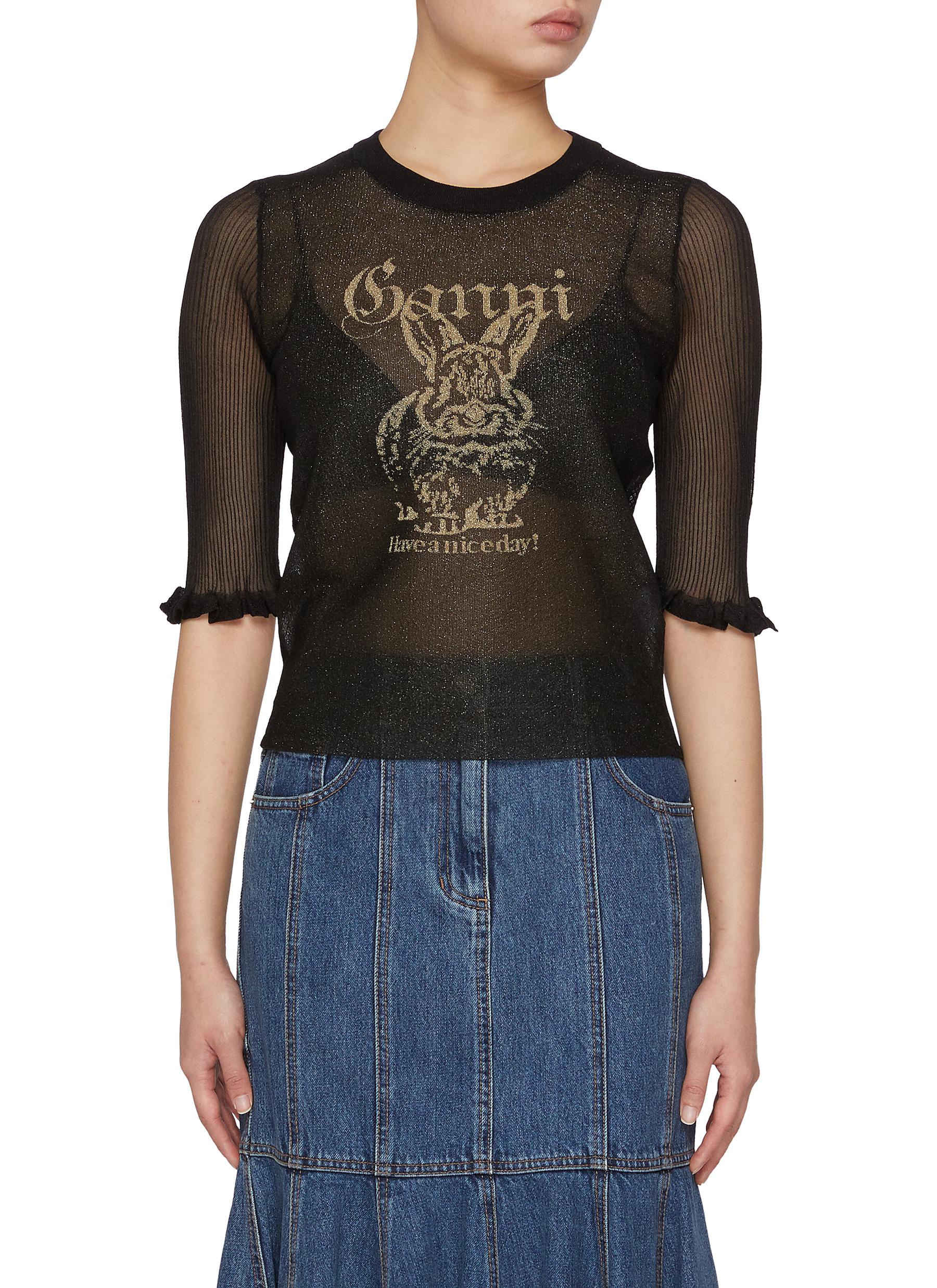 Tシャツ・カットソー GANNI SHEER JACQUARD TOP GANNI | Sheer Jacquard Top | Women | Lane Crawford
