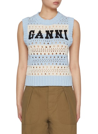 Main View - Click To Enlarge - GANNI - Logo Open Knit Vest