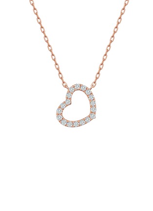 Main View - Click To Enlarge - LC COLLECTION JEWELLERY - Diamond 18K Rose Gold Heart Necklace