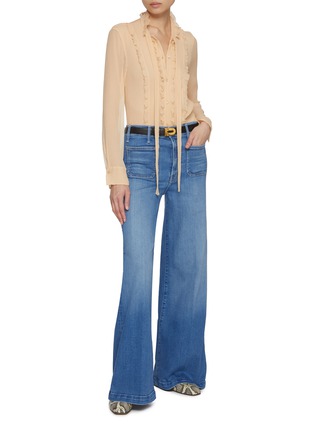 Figure View - Click To Enlarge - MOTHER - The Hustler Roller Sneak Patch Pocket Flared Leg Jeans