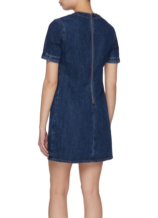 Back View - Click To Enlarge - SELF-PORTRAIT - Bow Detail Pocket Denim Mini Dress