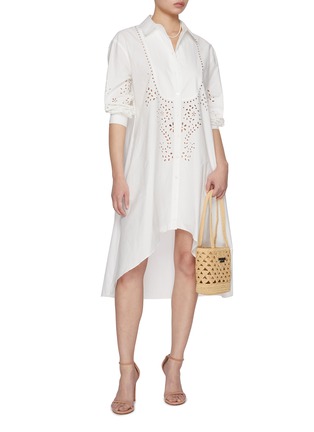 Figure View - Click To Enlarge - SELF-PORTRAIT - Cut-Out Embroidery Cotton Shirt Dress