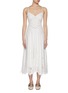 Main View - Click To Enlarge - SELF-PORTRAIT - Cut-Out Embroidery Half Pleated Cotton Midi Dress