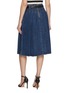 Back View - Click To Enlarge - SELF-PORTRAIT - Pleated Denim Midi Skirt