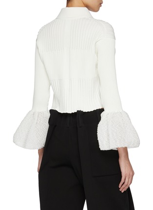 Back View - Click To Enlarge - CFCL - Fluted Sleeve Cropped Shirt Cardigan