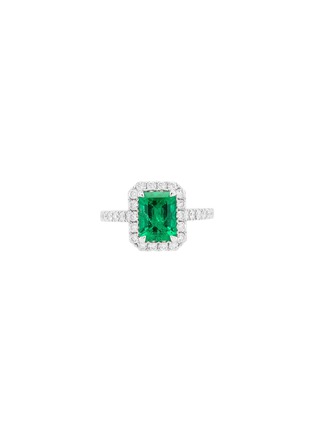 Main View - Click To Enlarge - LC COLLECTION JEWELLERY - Platinum Emerald Diamond Ring — Size US 6