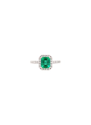 Main View - Click To Enlarge - LC COLLECTION JEWELLERY - Platinum Emerald Diamond Ring — Size US 6