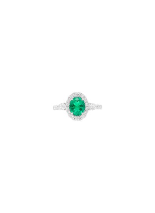 Main View - Click To Enlarge - LC COLLECTION JEWELLERY - Platinum Emerald Diamond Ring — Size US 5.75