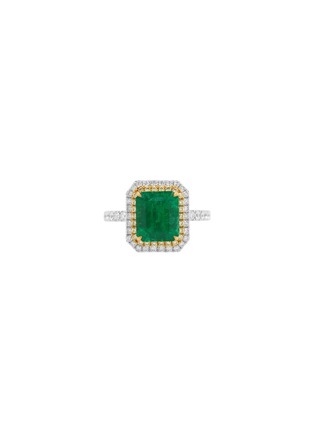 Main View - Click To Enlarge - LC COLLECTION JEWELLERY - 18K Gold Emerald Diamond Ring — Size US 6