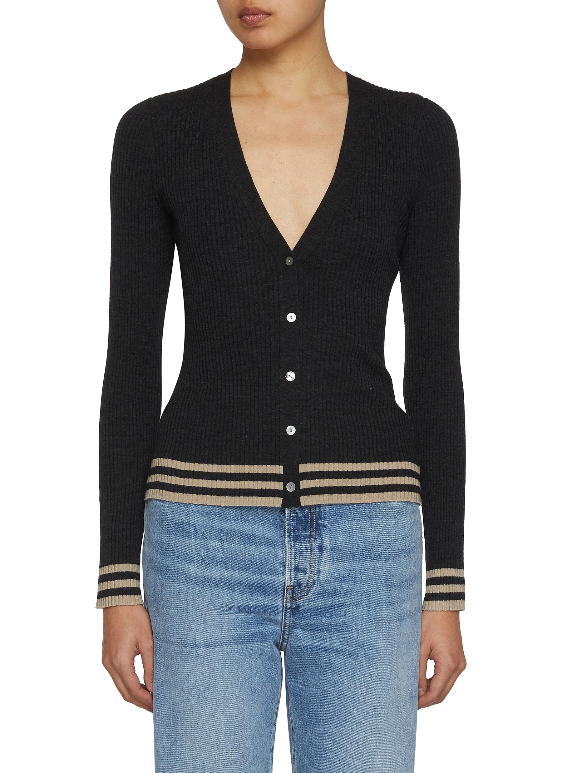 THEORY | Tipped Regal Wool Cardigan | Women | Lane Crawford