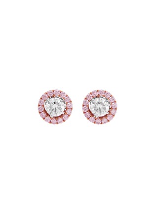 Main View - Click To Enlarge - LC COLLECTION JEWELLERY - 18K Gold Diamond Pink Diamond Stud Earrings