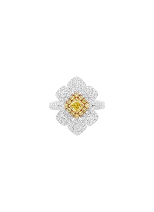 Main View - Click To Enlarge - LC COLLECTION JEWELLERY - Platinum Diamond Yellow Diamond Ring — Size US 6