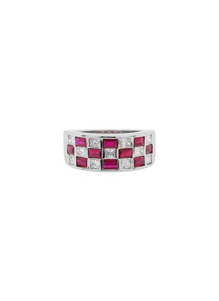 Main View - Click To Enlarge - LC COLLECTION JEWELLERY - Platinum Diamond Ruby Ring — Size US 6