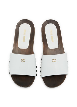 Detail View - Click To Enlarge - MIU MIU - Zoccoli Leather Wooden Clogs