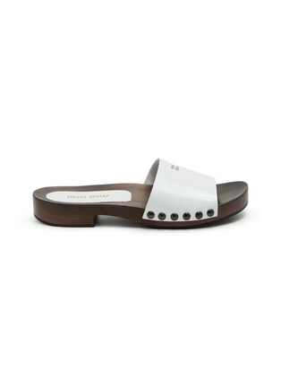 Main View - Click To Enlarge - MIU MIU - Zoccoli Leather Wooden Clogs