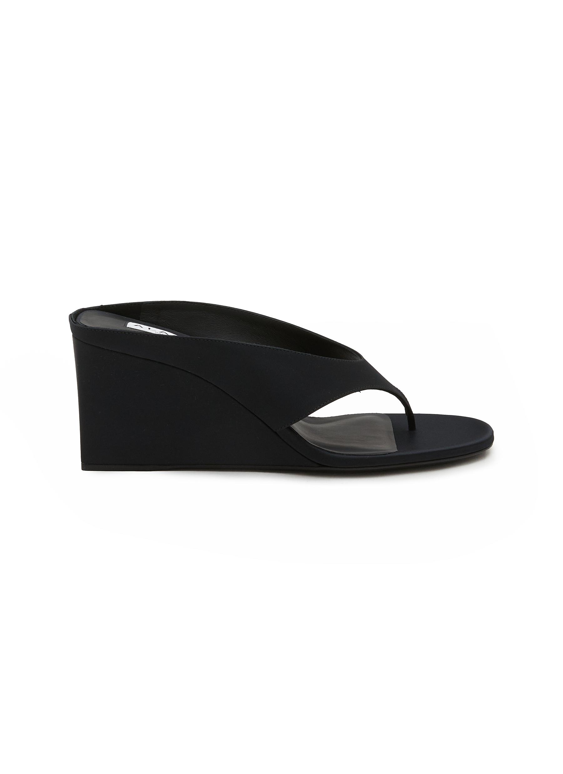 ALAÏA | 75 Satin Wedge Thong Sandals | Women | Lane Crawford