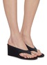 Figure View - Click To Enlarge - ALAÏA - 75 Satin Wedge Thong Sandals