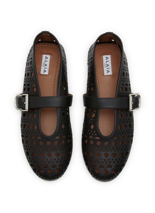 Detail View - Click To Enlarge - ALAÏA - Perforated Leather Ballerina Flats