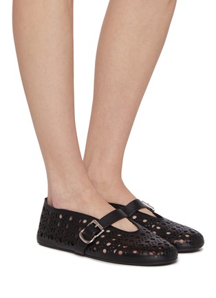 Figure View - Click To Enlarge - ALAÏA - Perforated Leather Ballerina Flats