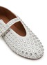 Detail View - Click To Enlarge - ALAÏA - Strass Embellished Leather Ballerina Flats