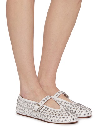 Figure View - Click To Enlarge - ALAÏA - Strass Embellished Leather Ballerina Flats