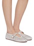 Figure View - Click To Enlarge - ALAÏA - Strass Embellished Leather Ballerina Flats