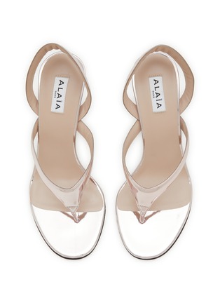Detail View - Click To Enlarge - ALAÏA - 90 Metallic Leather Thong Sandals