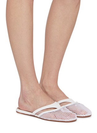 Figure View - Click To Enlarge - ALAÏA - Patent Leather Fishnet Mesh Thong Sandals