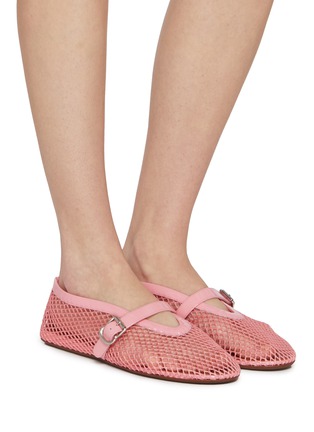 Figure View - Click To Enlarge - ALAÏA - Fishnet Patent Leather Mary Jane Flats